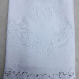 thread sheet 2 people, monogrammed J.S, in Embroidery Richelieu