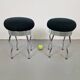 Vintage Uri Stools with Waved Chrome Legs and Black Seats by Per Ivar Ledang for Ikea, 1995, Set of 2