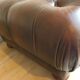 Chesterfield brown tufted leather pouffe ottoman