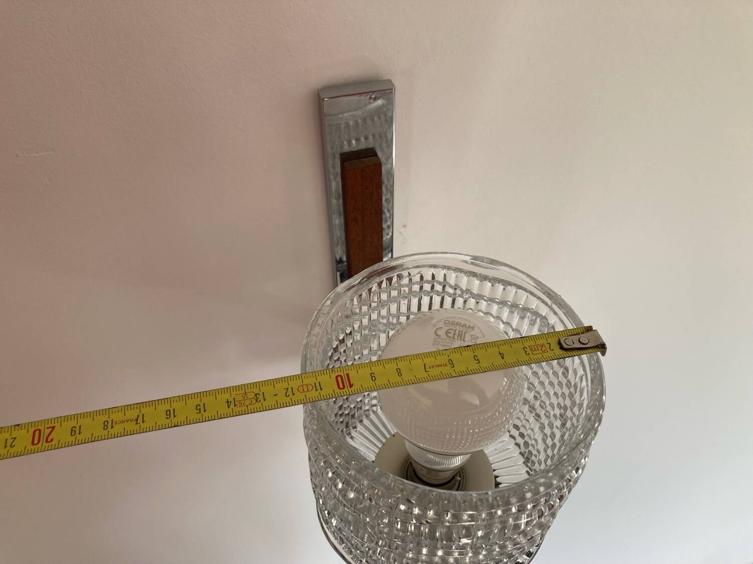 Vintage glass chandelier and its pair of wall lights
