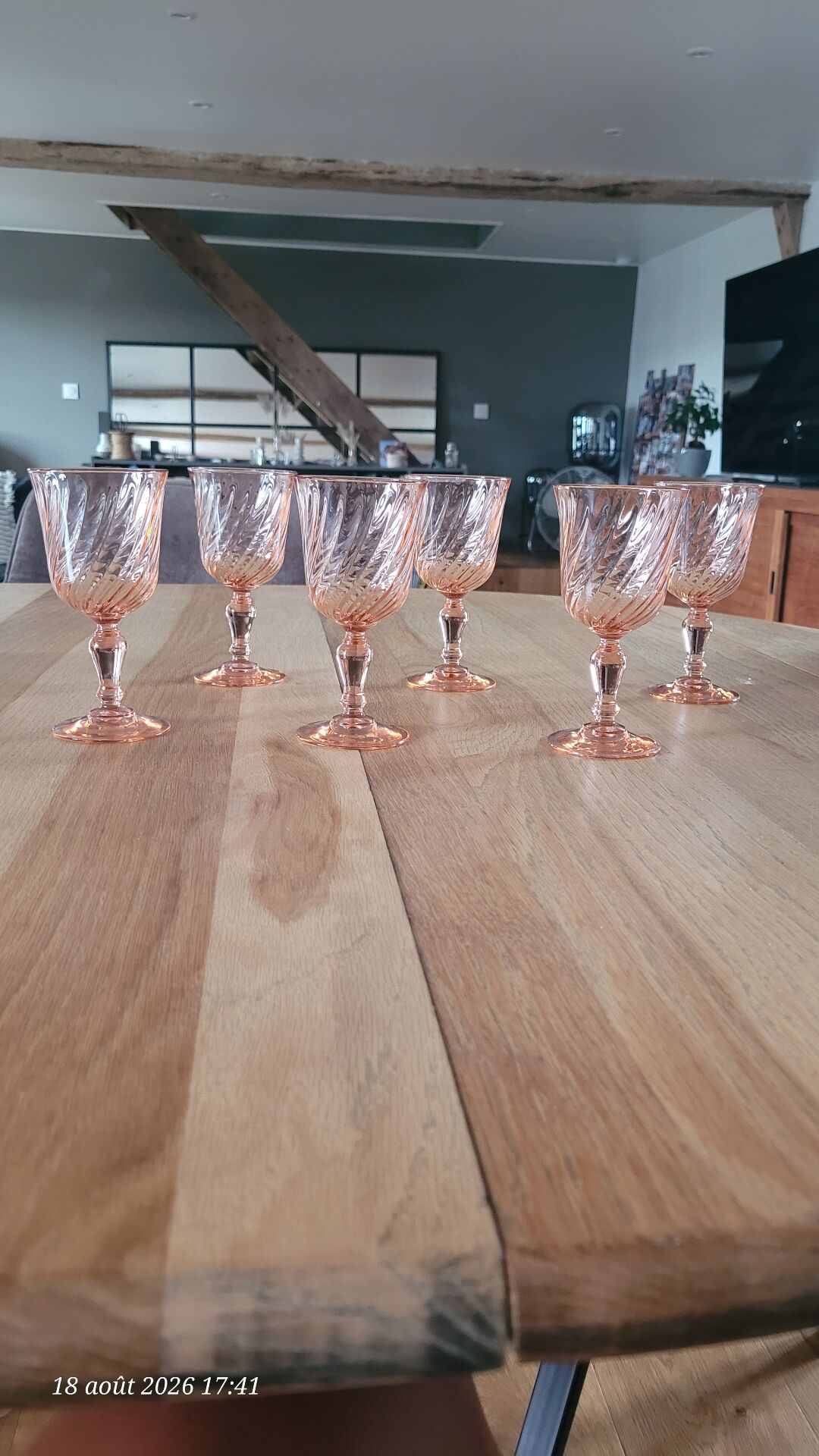 6 verres à pied vintage Rosaline