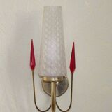 Simple Vintage Retro 1960s Gold Metal White Glass Shade 5