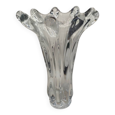 Vase en cristal Vannes vintage des années 1970 - Design sculptural de forme libre