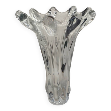 Vintage 1970s Vannes Crystal Vase - Sculptural Freeform Design
