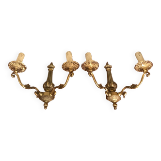 Pair of brass wall lamps Louis XV style