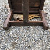 Table de ferme ancienne à gibiers en châtaignier massif à 2 tiroirs et une tirette.