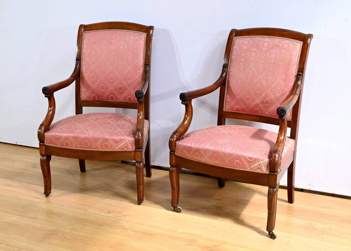 Paire de Fauteuils en Acajou, époque Restauration – Début XIXe