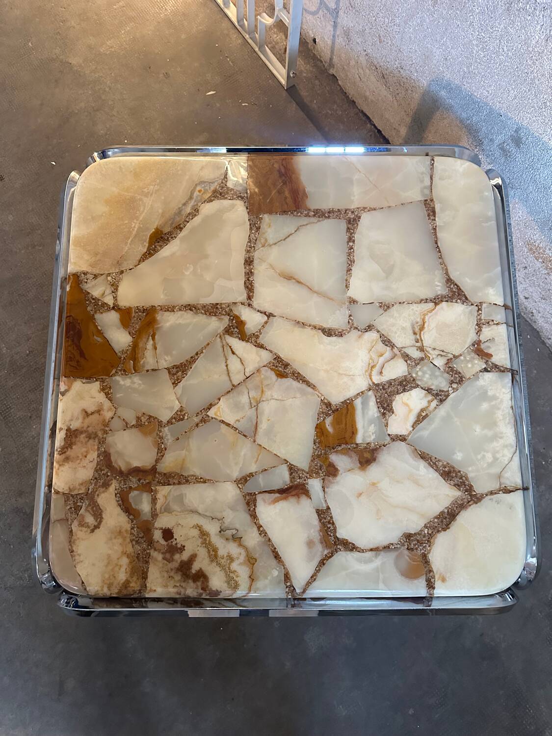 Marble and epoxy coffee table, Bauhaus style, 1960s