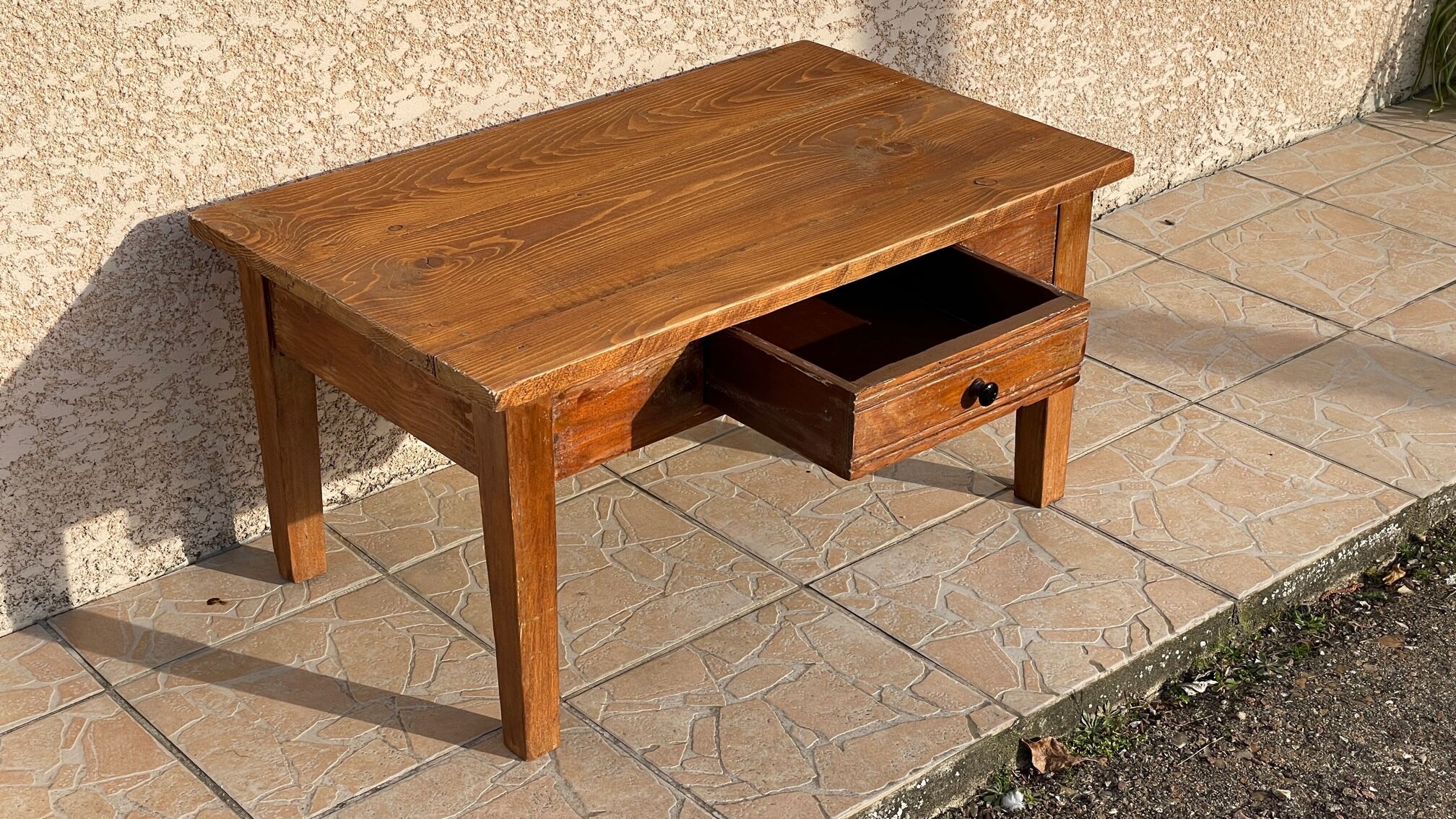 Table basse de ferme vintage en bois