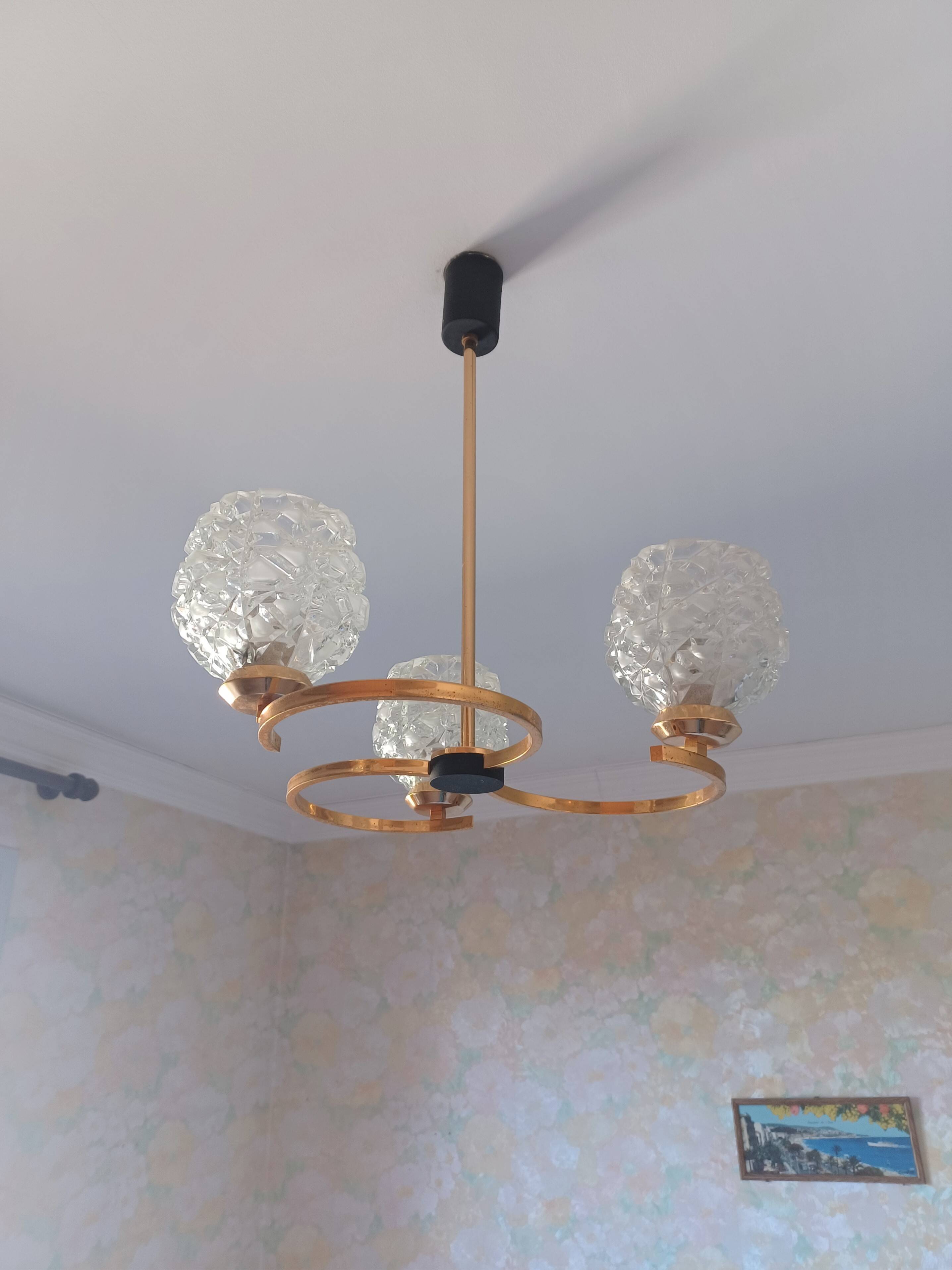 Lustre 3 Feux maison Arlus - 1950