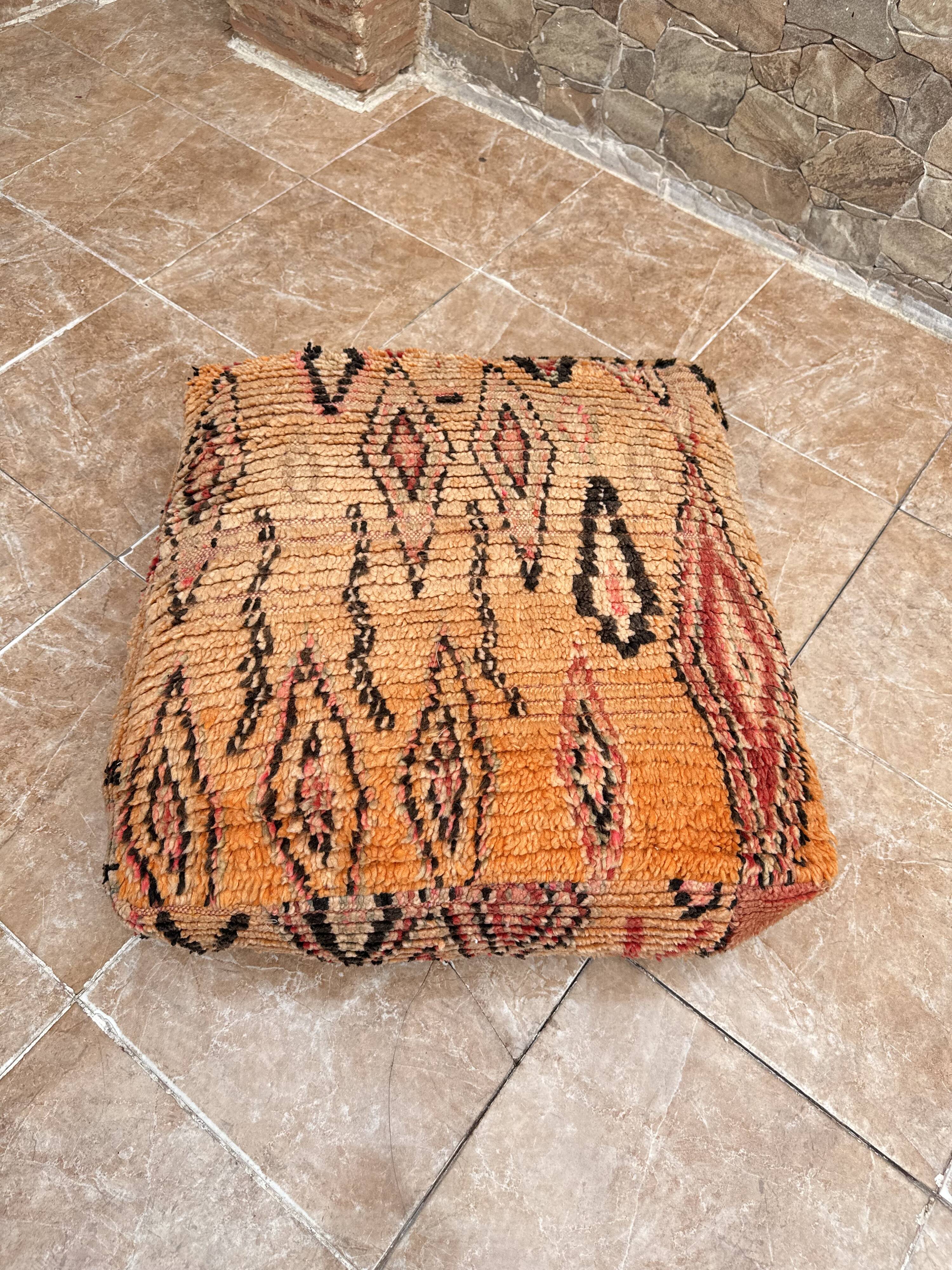 Handmade Berber Kilim pouf, floor cushion