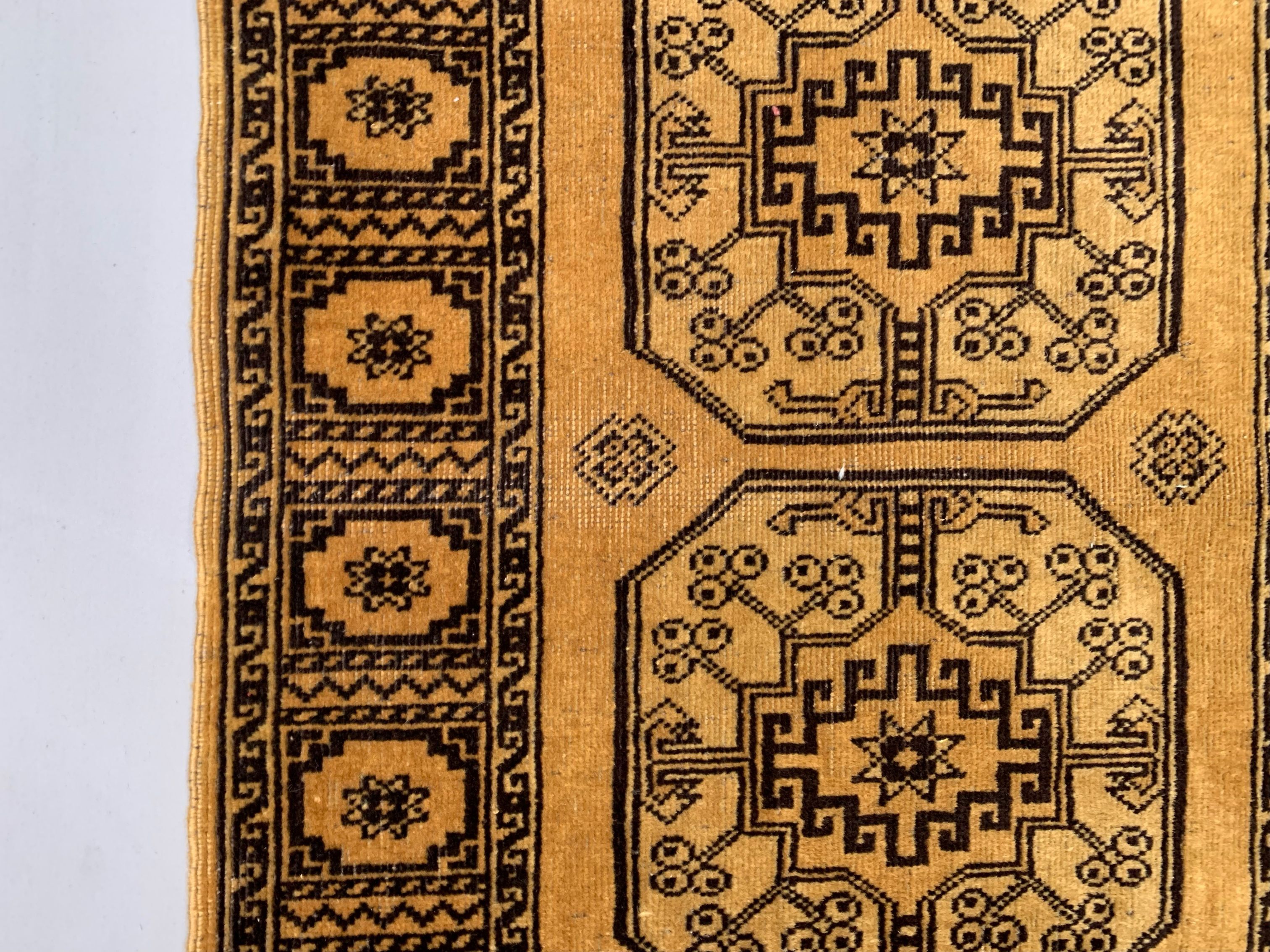 Gold afghan runner 245x80 cm, afghan chobi rug, yellow, black