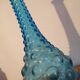 Bouteille vase bleu vintage verre moulé