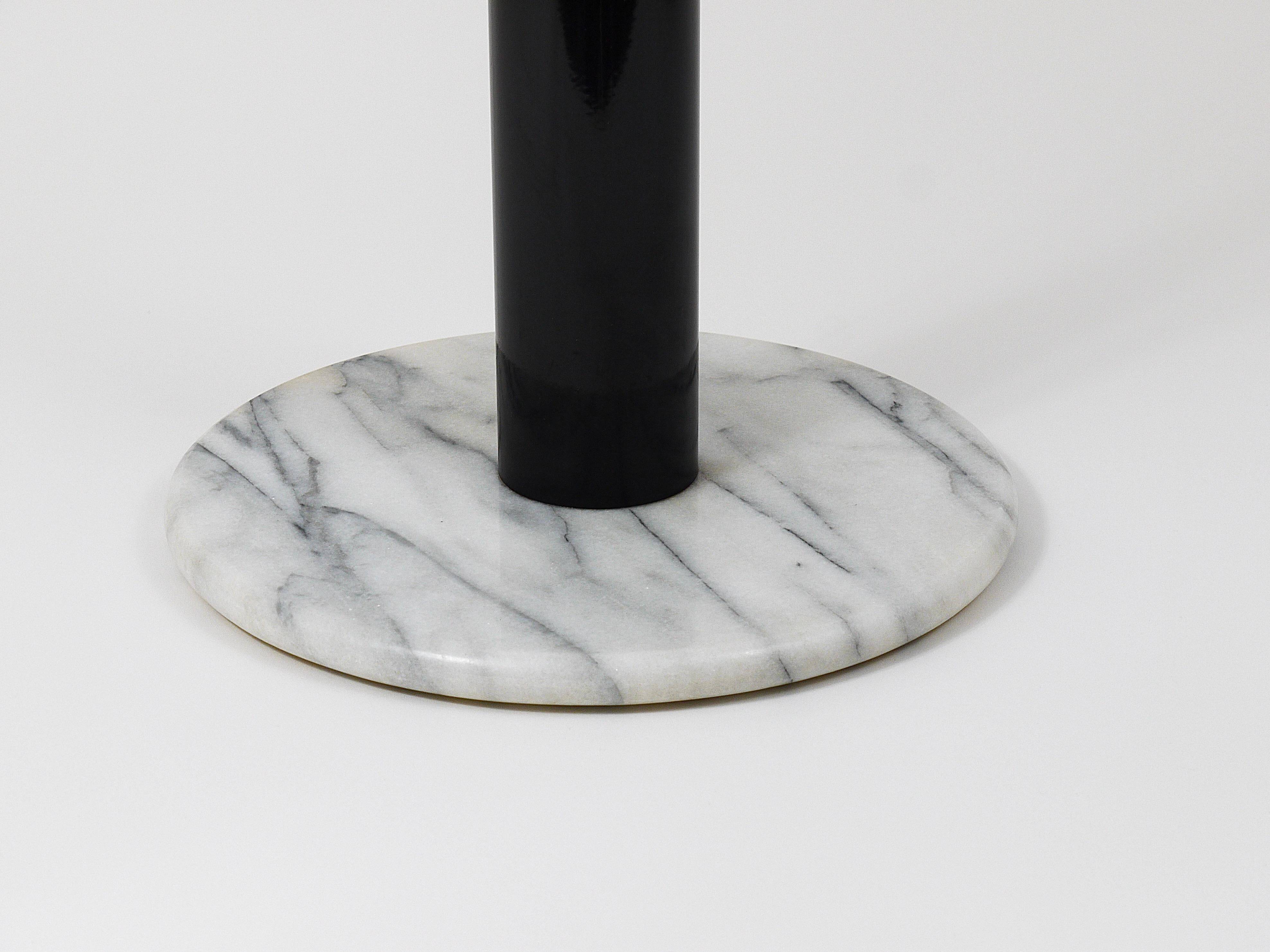 Postmodern pedestal table / plant stand in white Carrara marble, Italy, 1980s