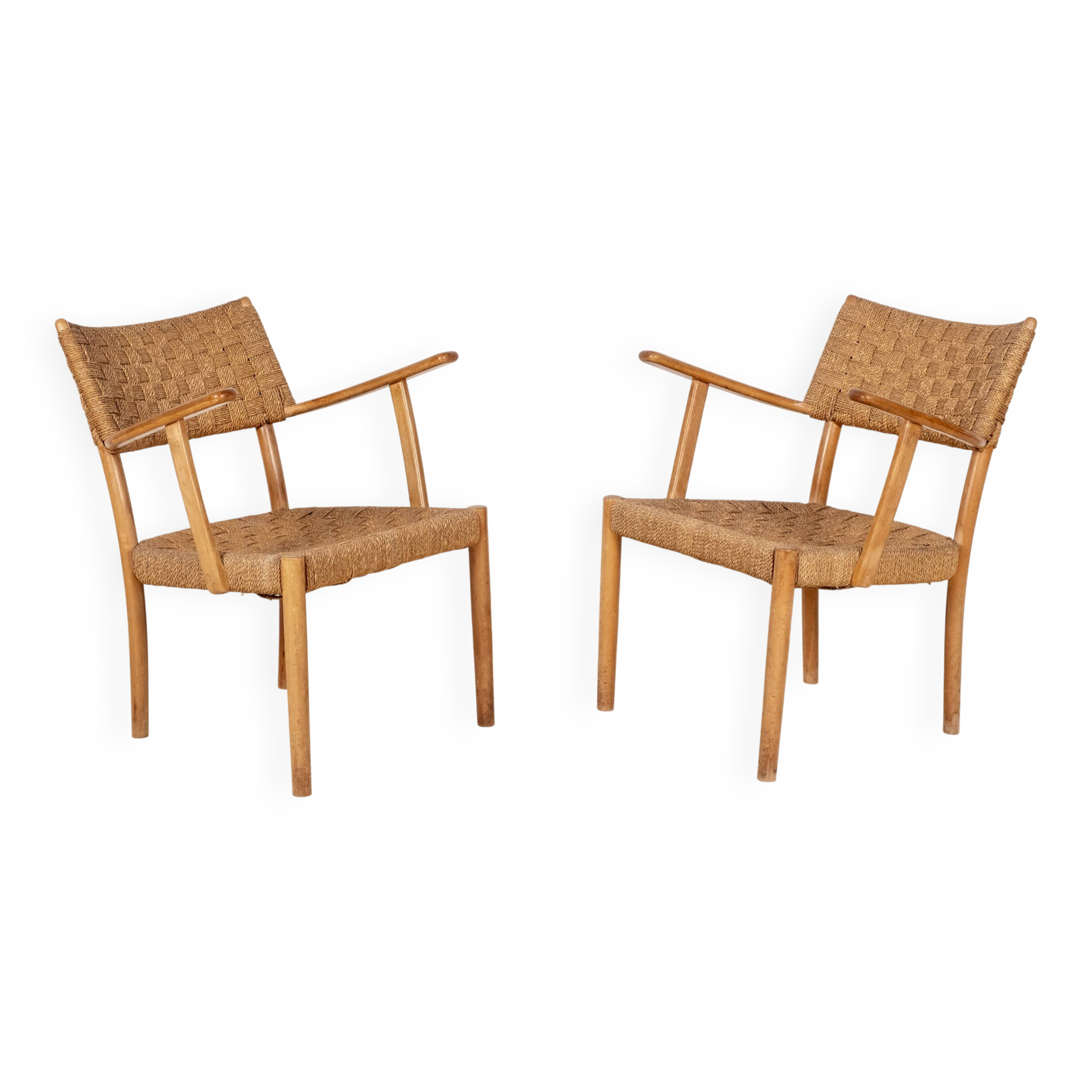 Pair of Karl Schrøder Model 1570 Lounge Chairs, Fritz Hansen, 1930s