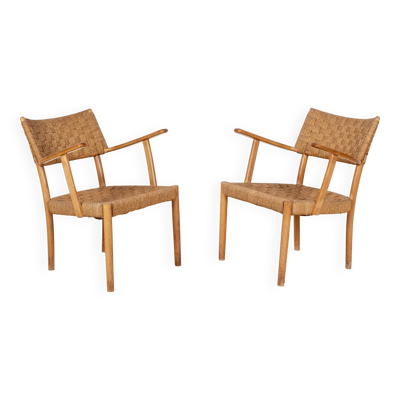 Paire de fauteuils lounge Karl Schrøder Modèle 1570, Fritz Hansen, années 1930