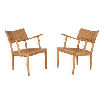 Pair of Karl Schrøder Model 1570 Lounge Chairs, Fritz Hansen, 1930s