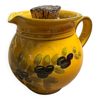 Old ceramic jug with glazed olive decoration – Provençal style