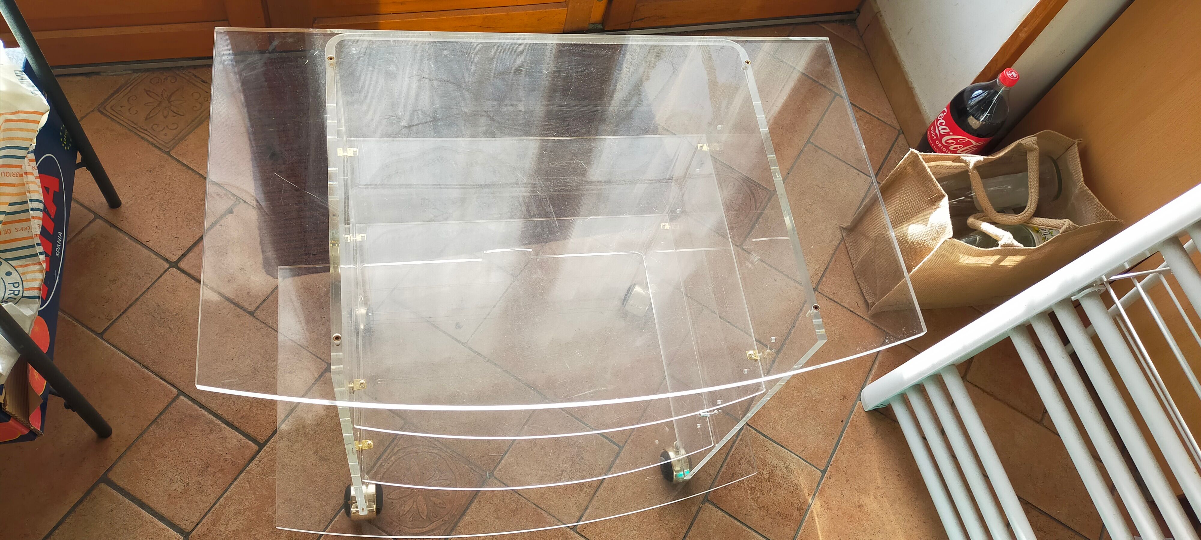 Bureau Vintage 1980 – Verre Et Plexiglas Transparent, Marais International