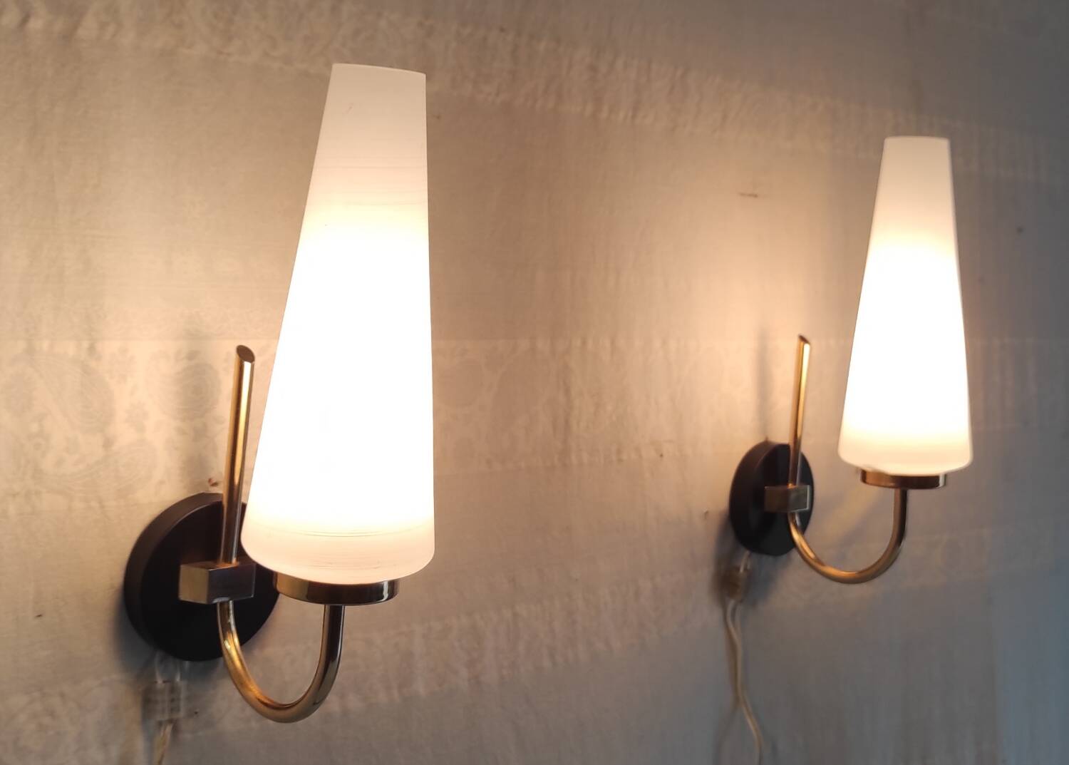 Brass and glass wall lights - 50s/60s