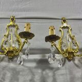 Pair of Wall Lamp Bronze And Crystal 2 Lights