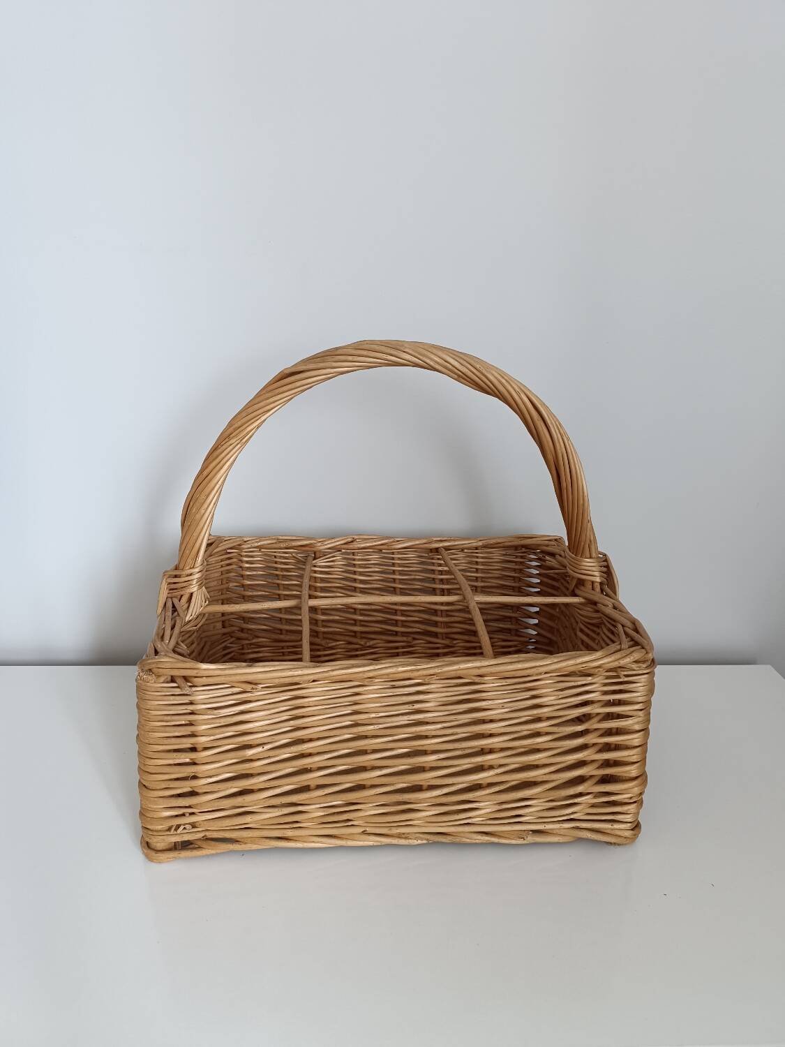 Vintage wicker bottle basket