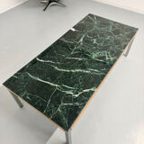 Vintage 1960s Italian design green marble and metal coffee table.