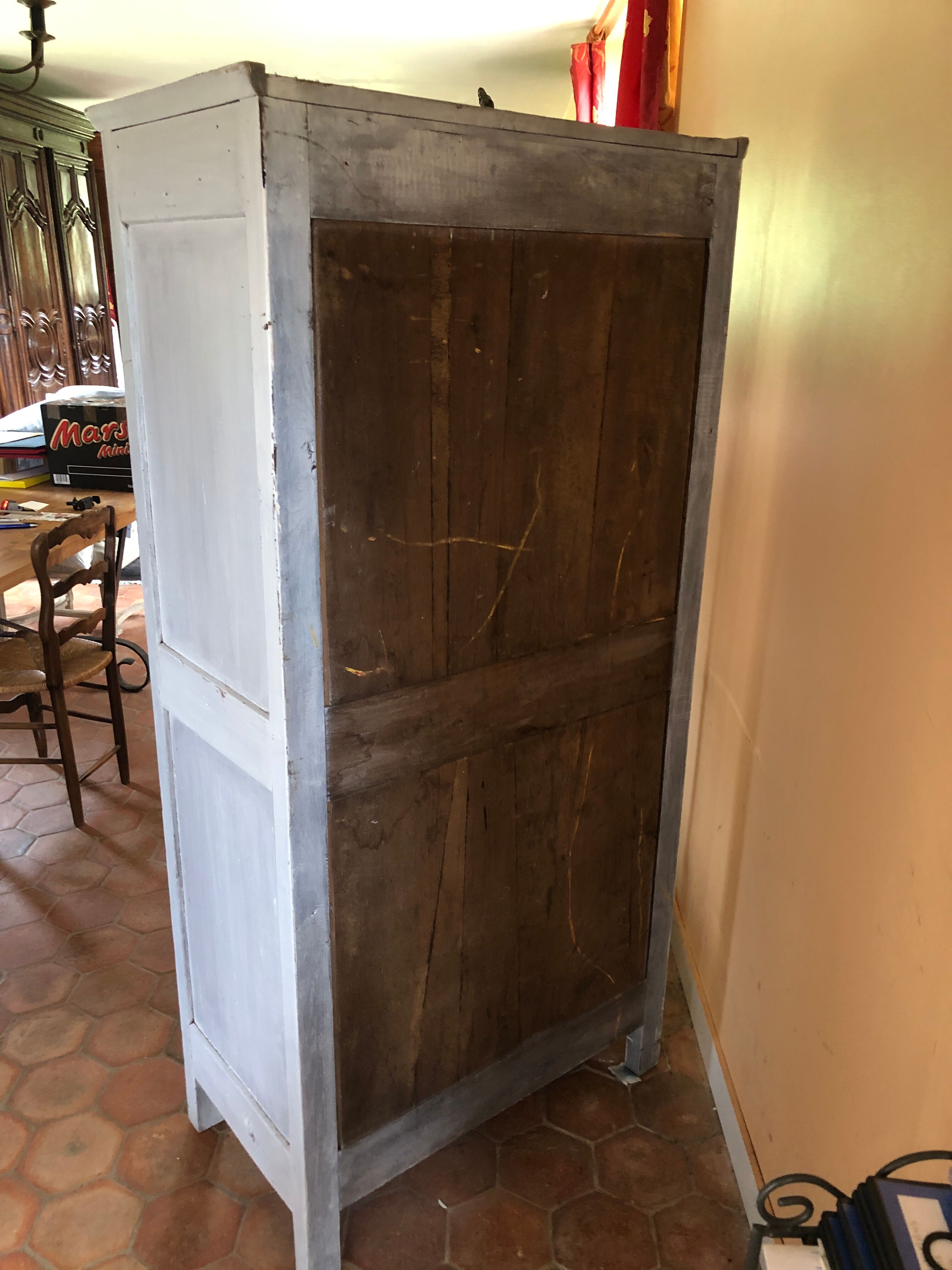 Wardrobe a door in white wood painted gray