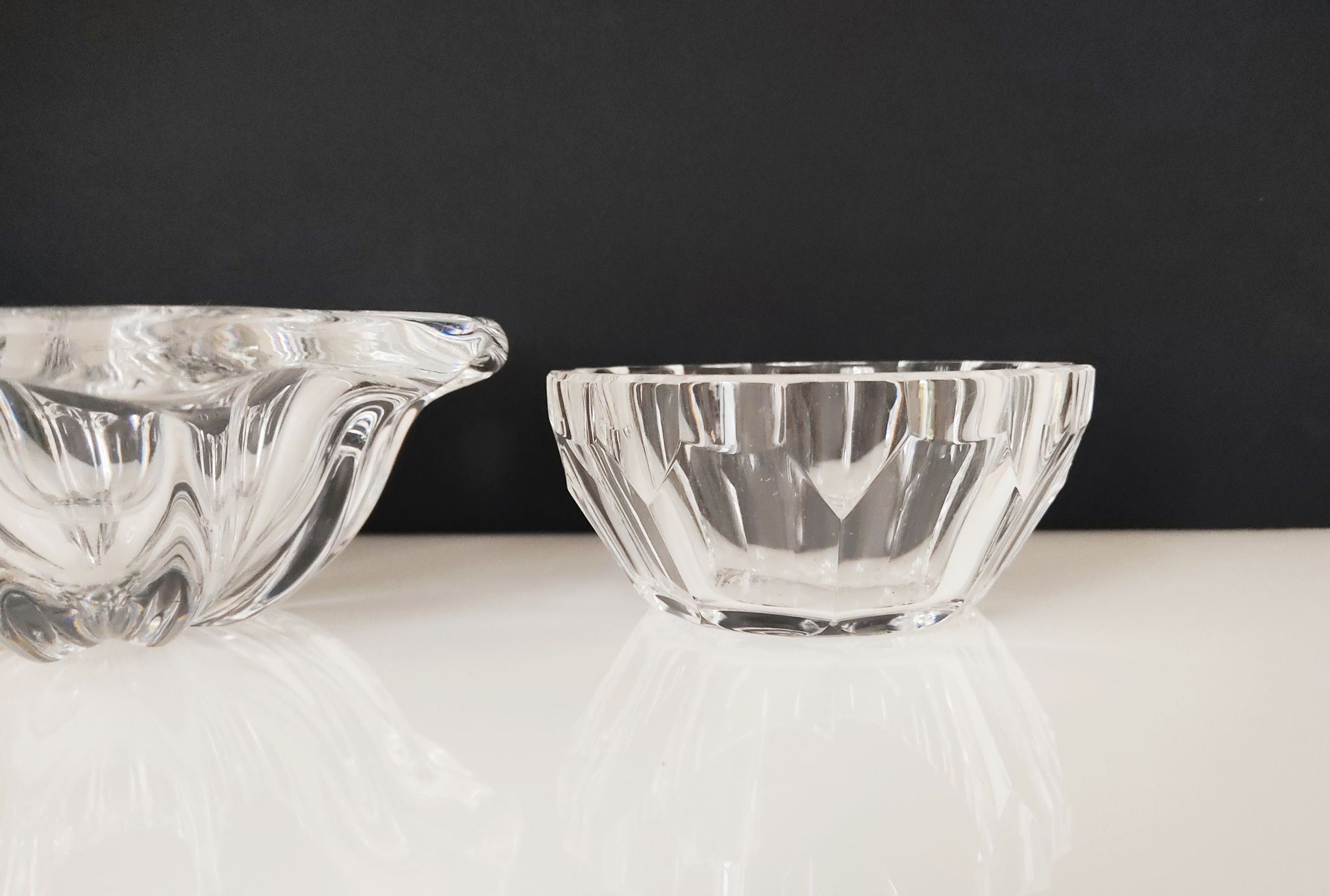 Set of 3 cups including one signed Val Saint Lambert