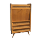 Secrétaire en bois et rotin 1960