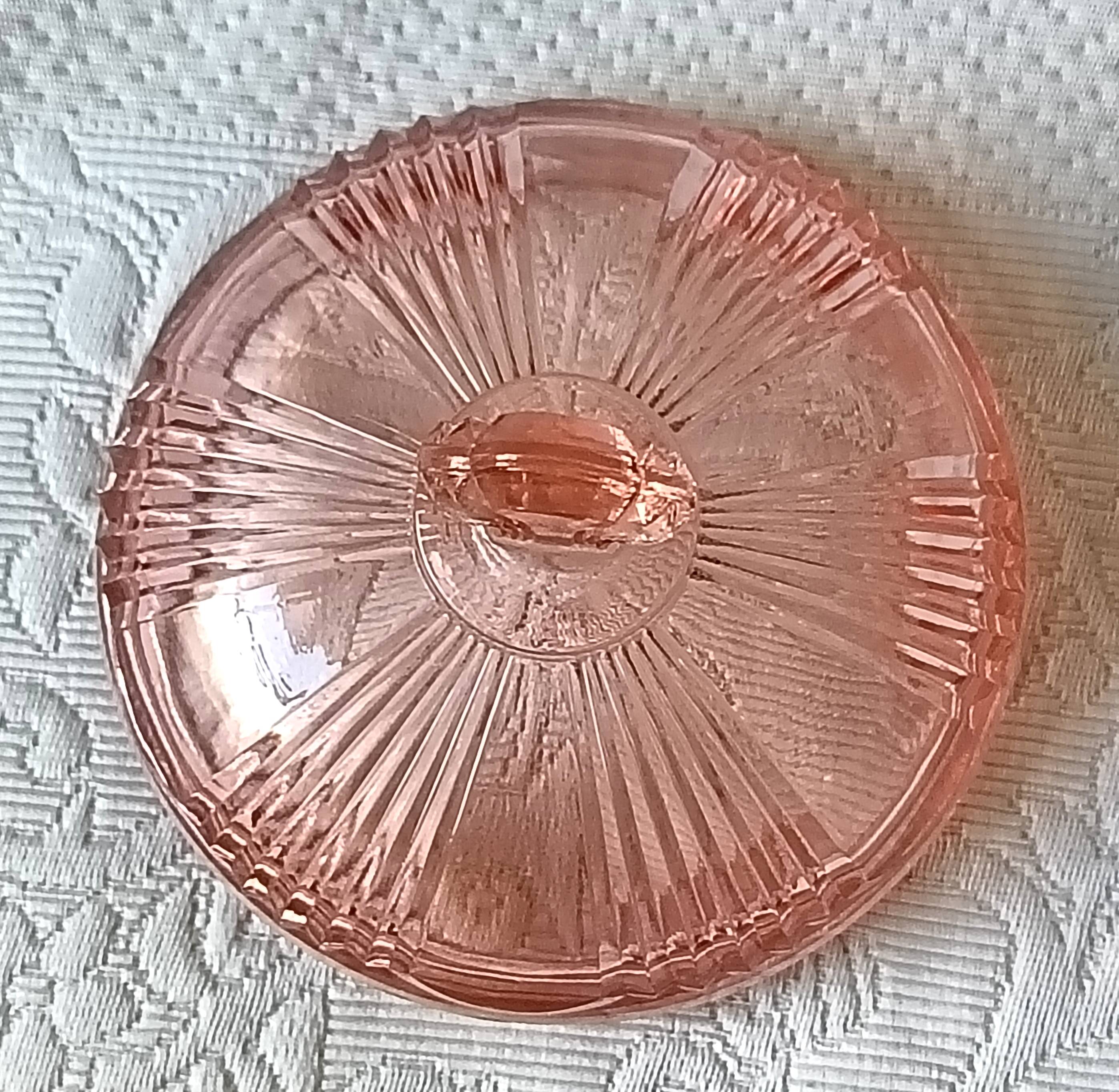 Bonbonnière en verre coloré rose, sucrier, boite à bijoux