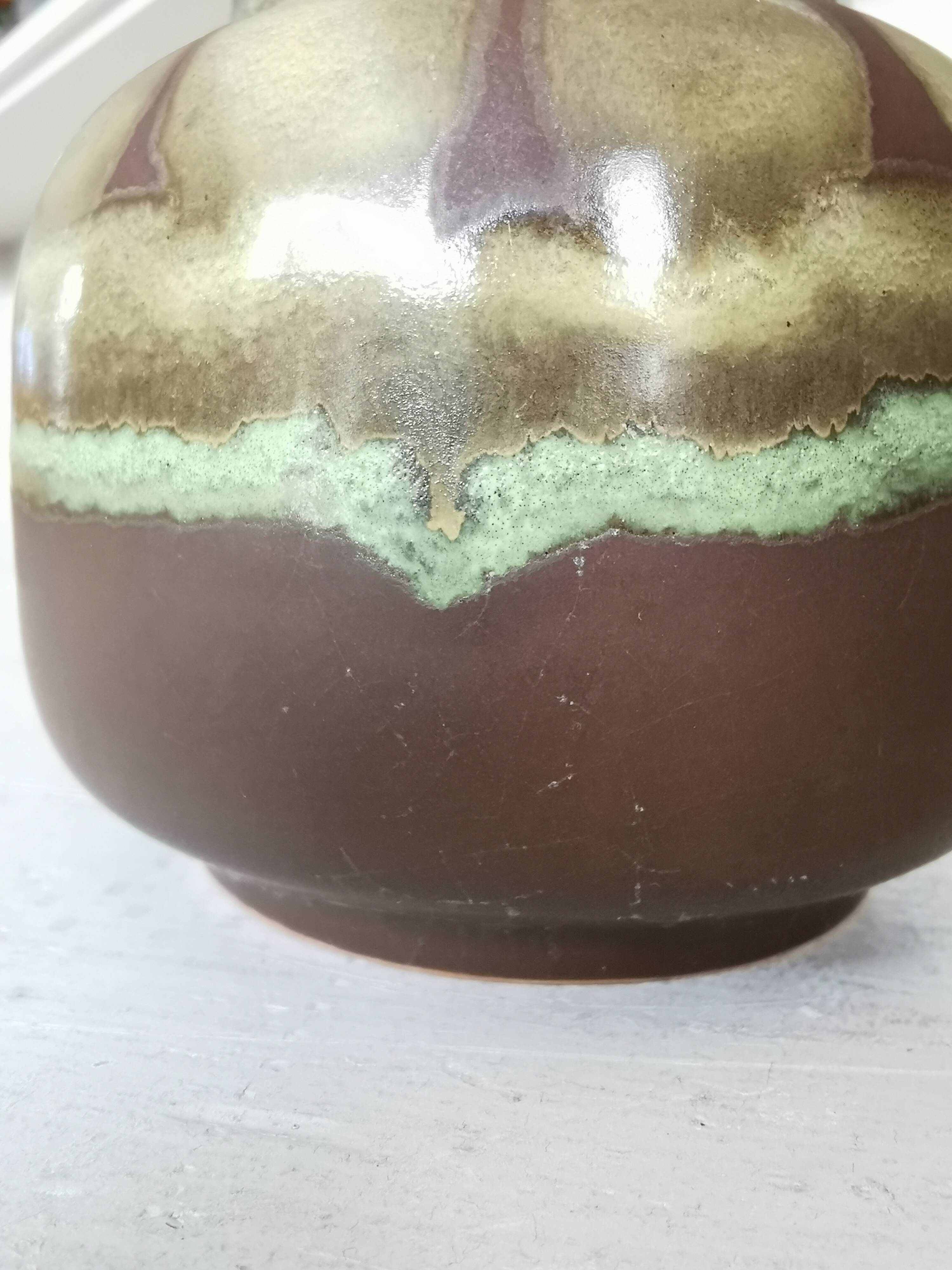 Vintage Olive Green Glazed Vase: 1970s KIL Ceramic Pottery