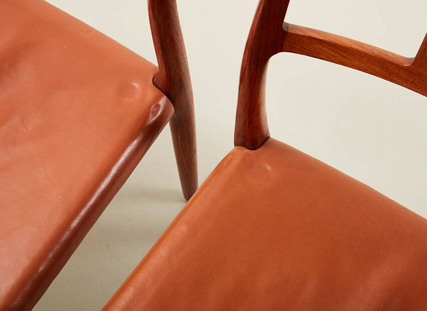 Niels Otto Moller Set of 8 Model 79 Dining Chairs in Rosewood and Leather for JL Mollers 1966