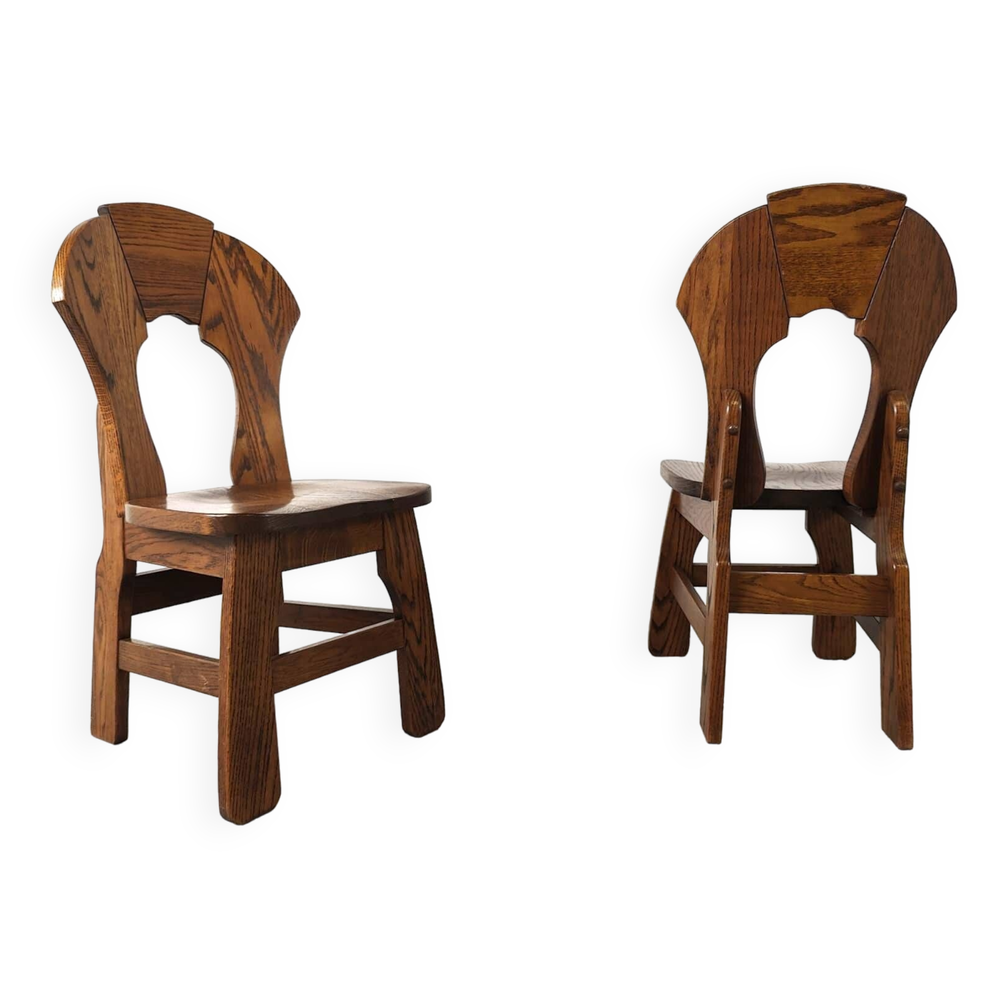 Vintage brutalist dining chairs, set of 6 - 1960s