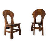 Vintage brutalist dining chairs, set of 6 - 1960s