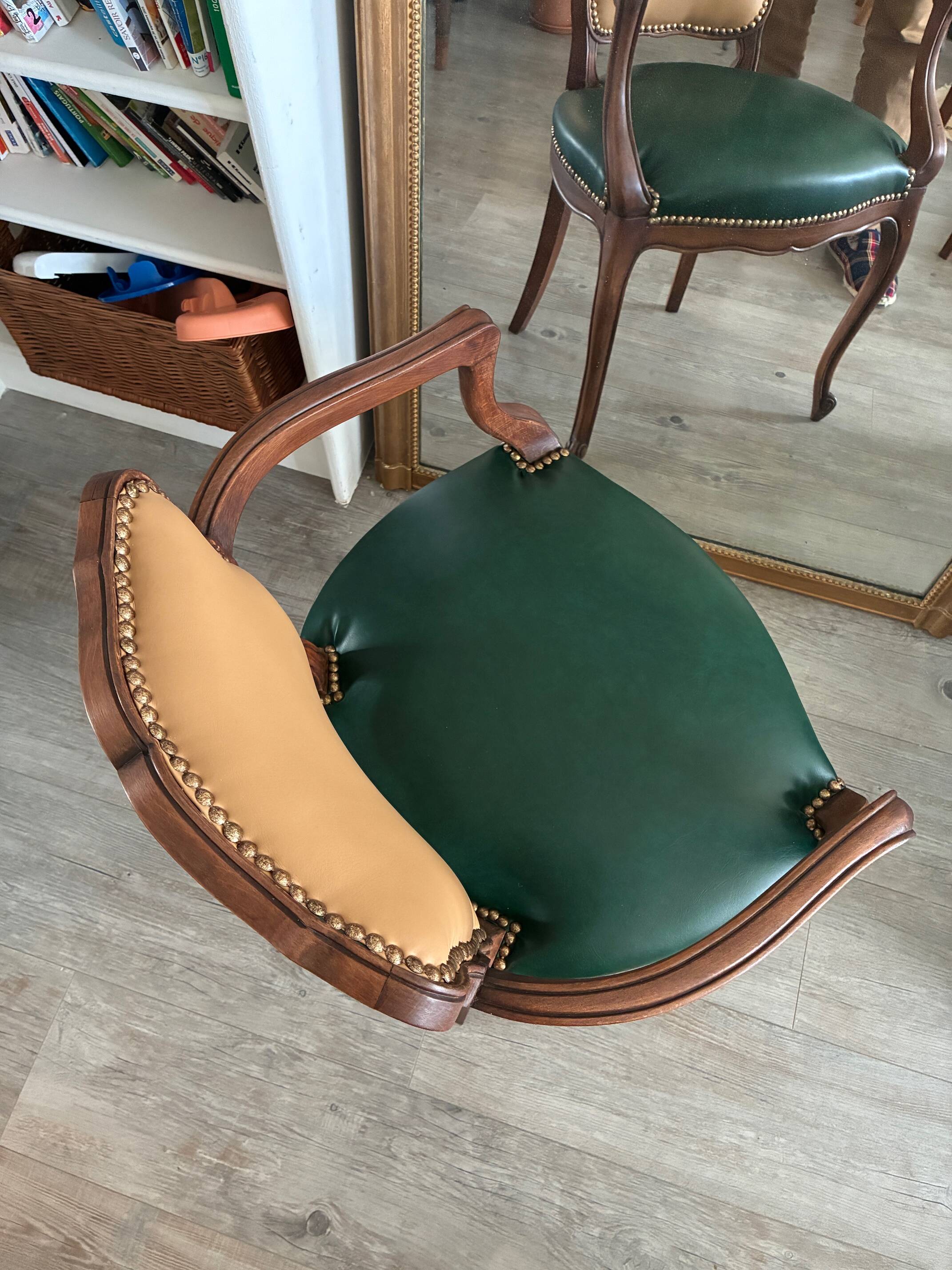 Pair of newly upholstered cabriolet armchairs