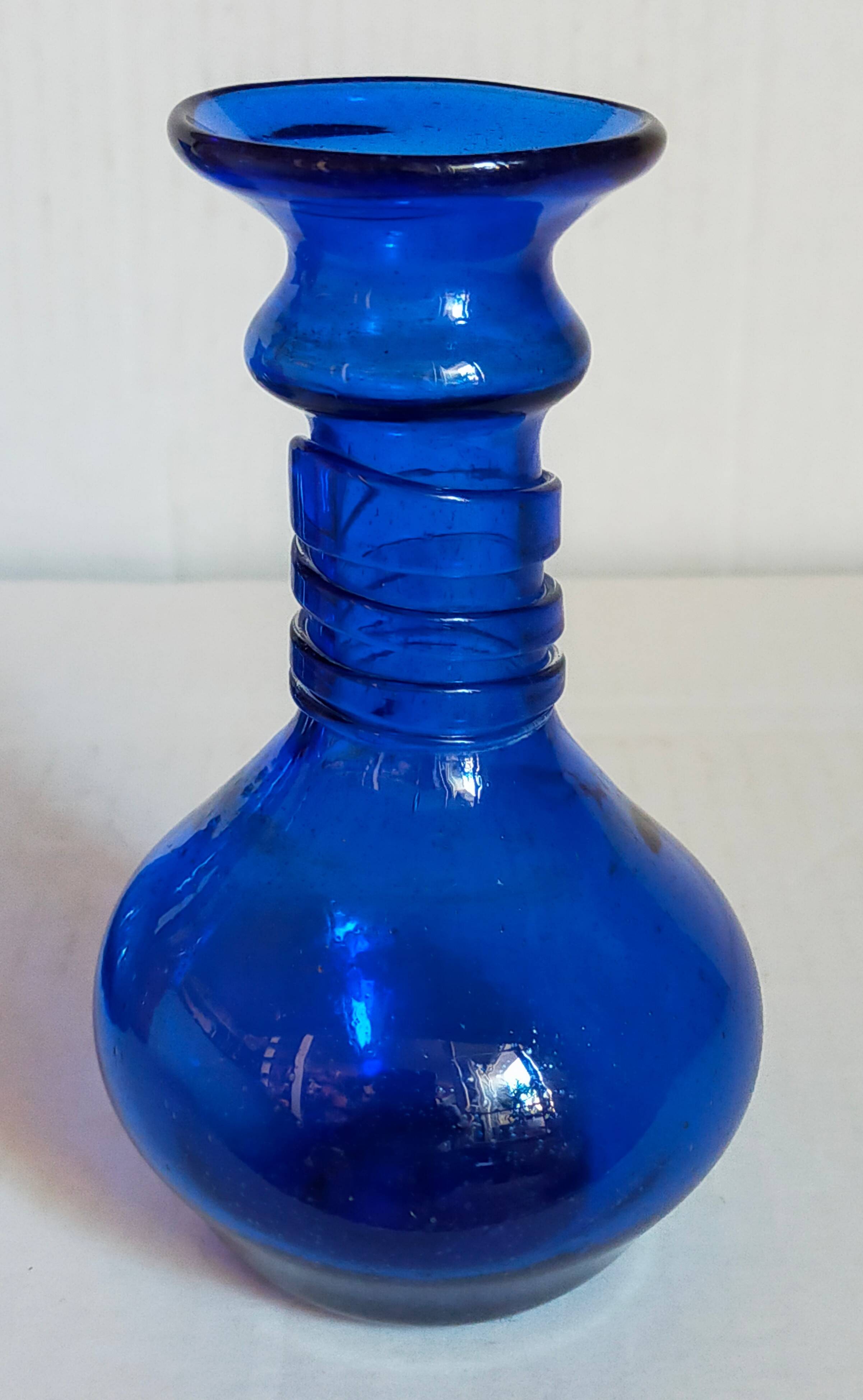 Trio of vintage blown glass soliflore vases