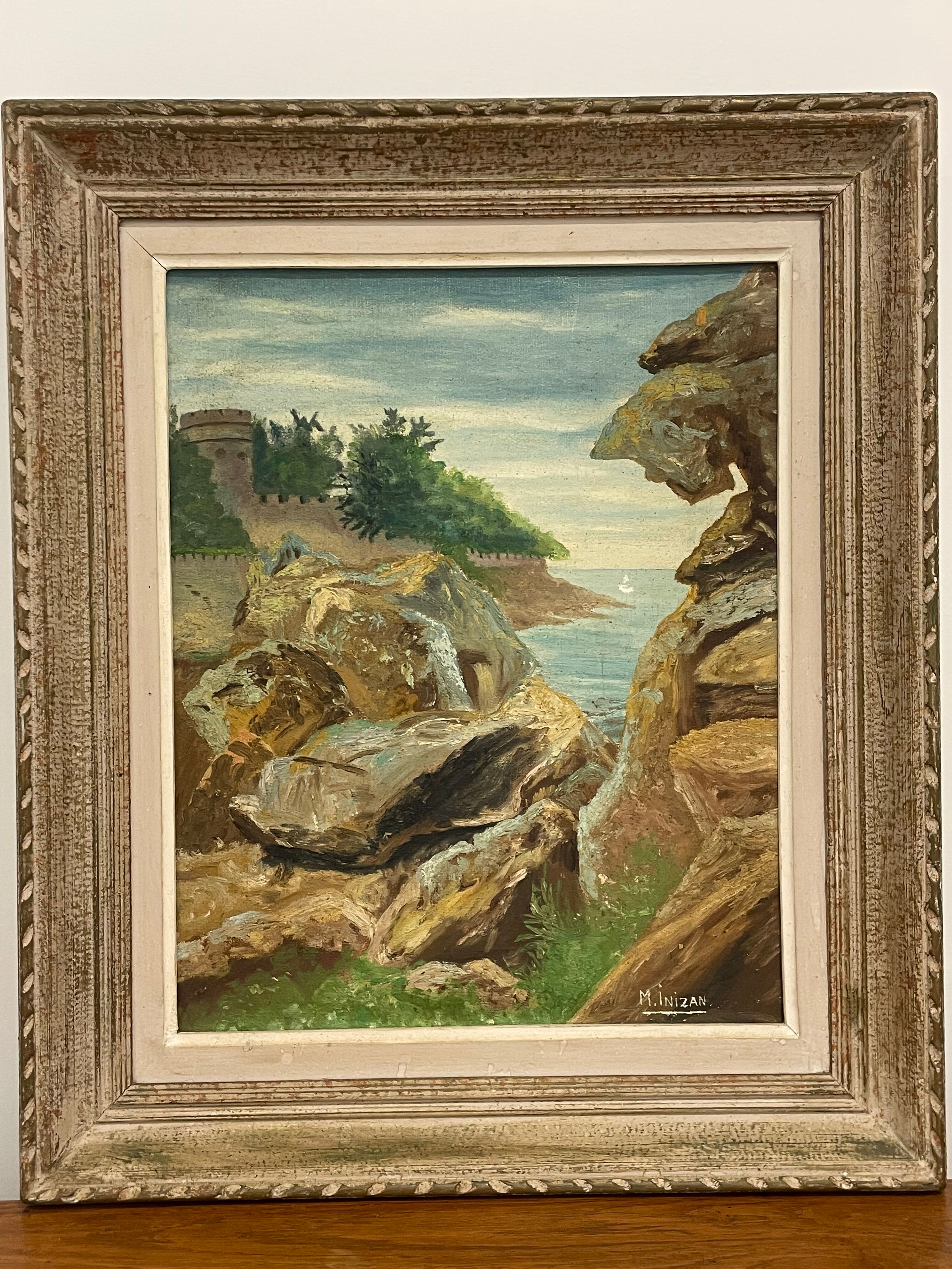 Framed painting oil on canvas by M Inizan Bretagne