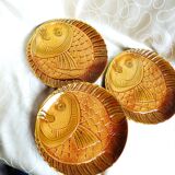 6 Sarreguemines barbotine ceramic fish plates, flat plates.