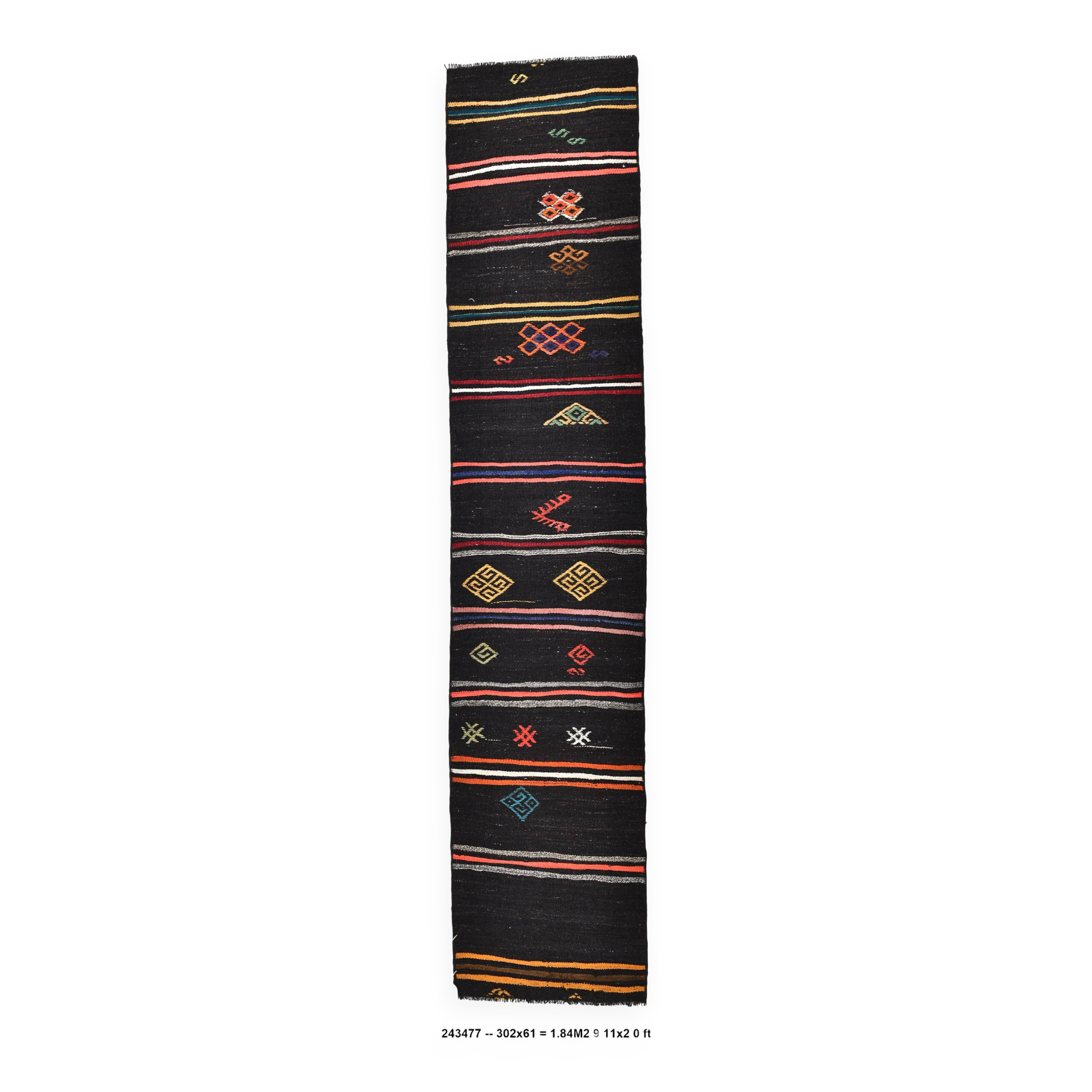 2x10 Antique Turkish Vintage Kilim Runner Rug 61x302Cm SK 243477