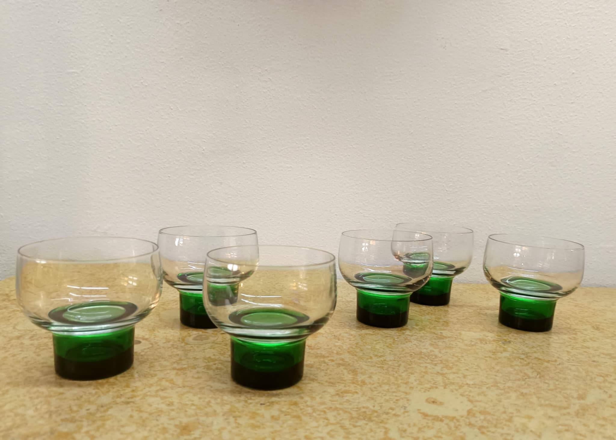 Six verres Luminarc 1970 vert