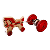 Horse harness and bell, antique wooden toy