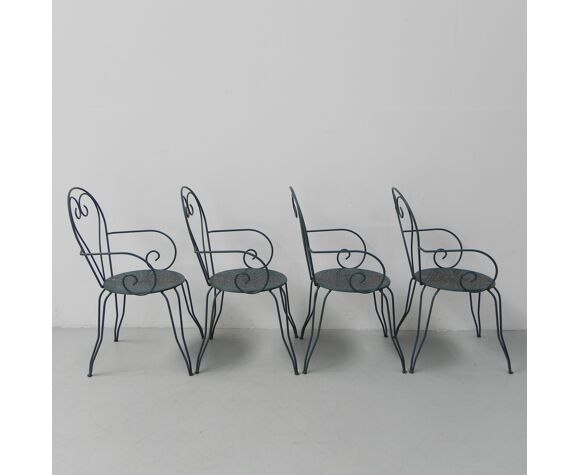 Ensemble de 4 chaises de jardin vintage en acier