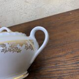 ADP France white and gold porcelain sugar bowl