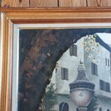 Oil on canvas Lainas Fontaine Saint Paul de Vence signed framed 72 X 62