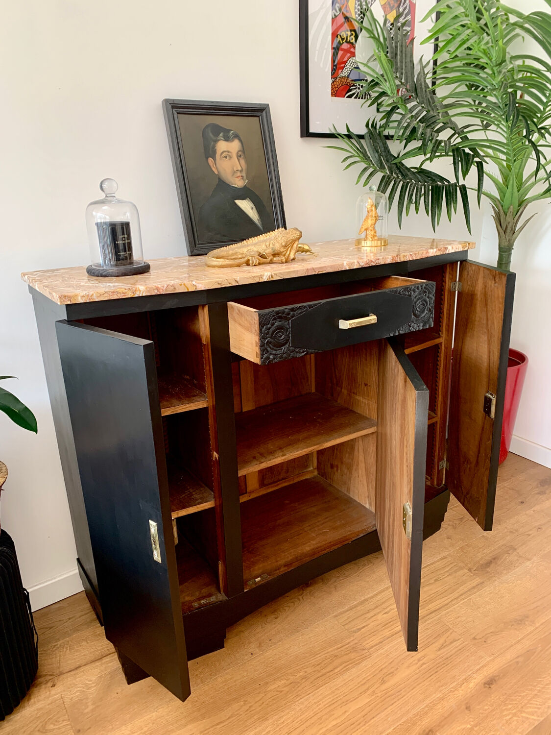 Black art deco cabinet