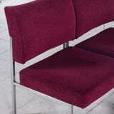 Set of 4 modernist burgundy armchairs, 1970.