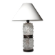 Mid-Century Textured Glass And Wooden Table Lamp, Denmark, 1960s