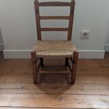 Chaise enfant en bois et paille