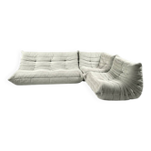 Modular Togo sofa in greige velvet by Ducaroy, Ligne Roset.